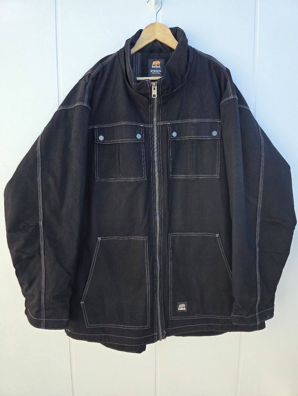 Berne Highland Washed Duck Full Zip Chore Coat CH428BK Mens 2XLT